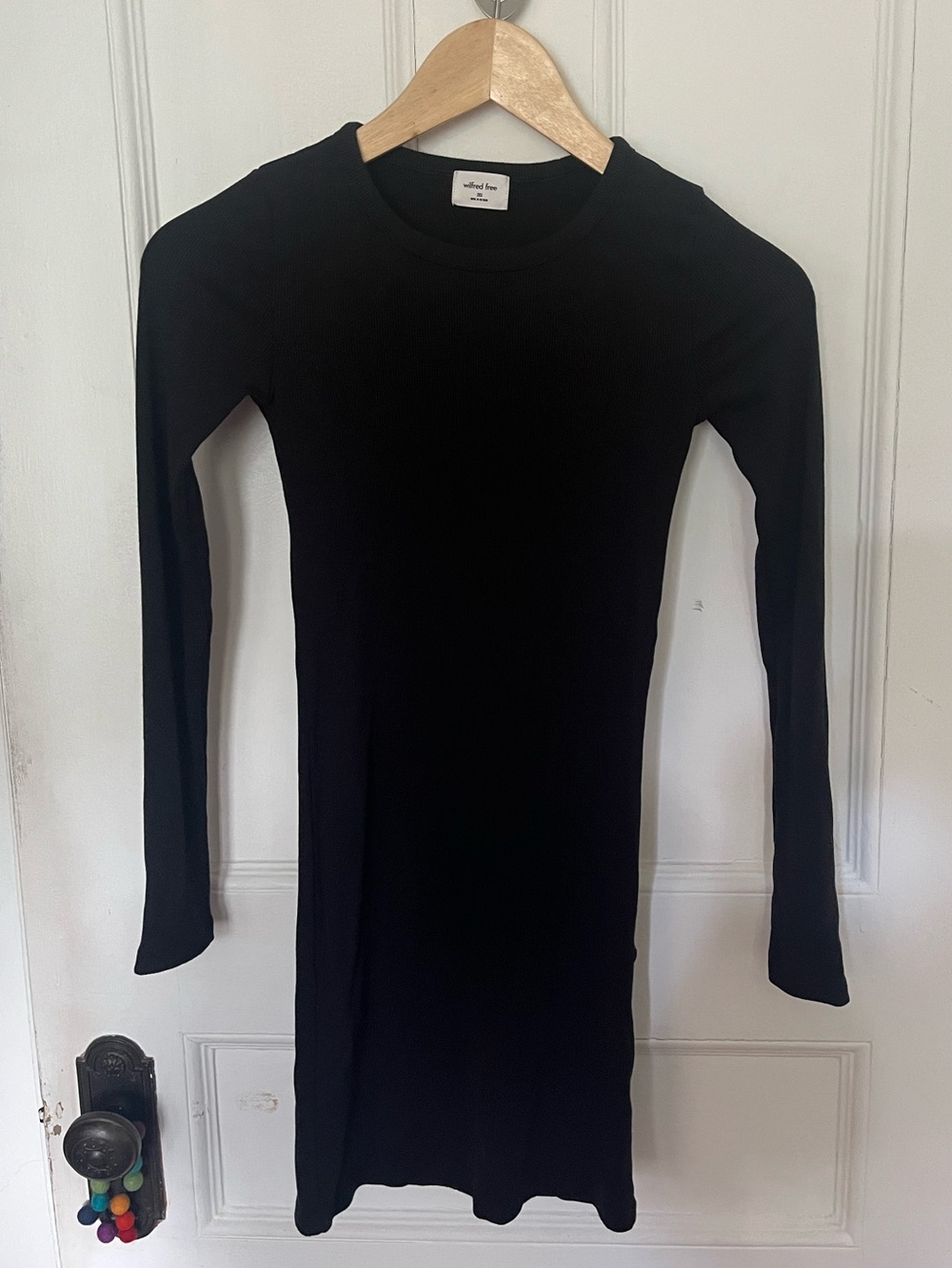 Wilfred Aritzia Black Ribbed Crewneck Minidress